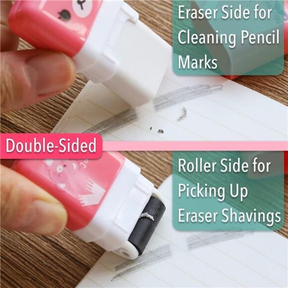 6-Pack Pencil Erasers with Cover & Roller: Fun, Cool School Erasers for‎ Kids - Picture 4 of 7